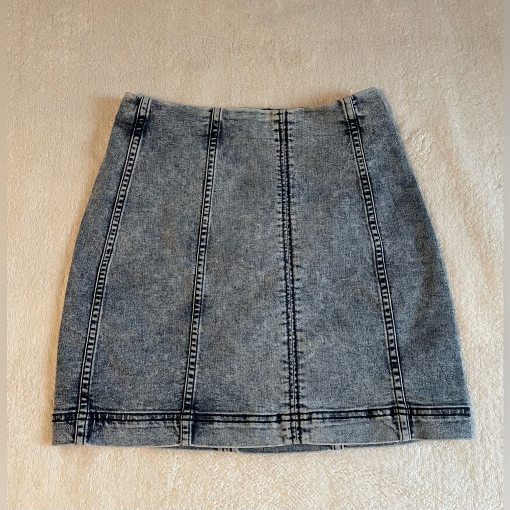 Free People Acid WashModern Femme Denim Mini Skirt, Size 2